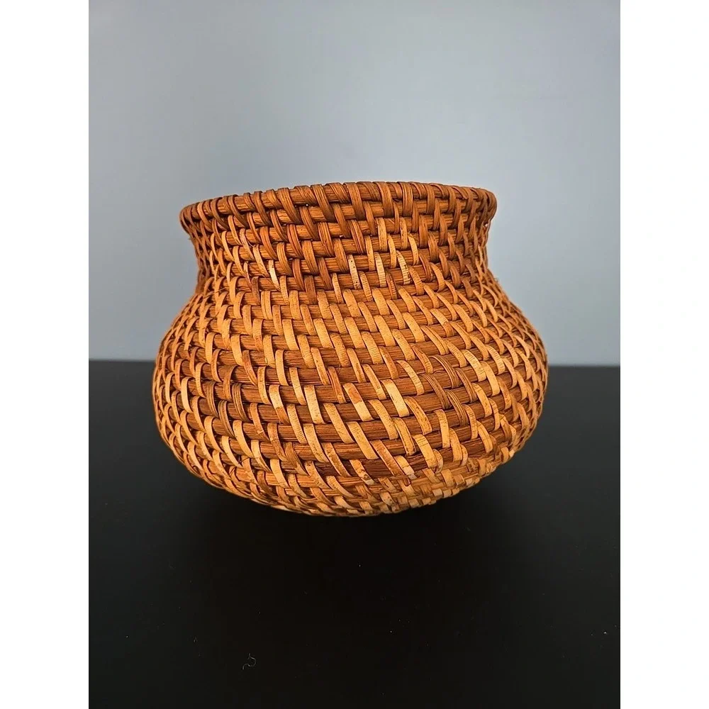 Vintage Wicker Woven Vase Boho Baskets Home Decor Tight Weave‎ For Dry Flower